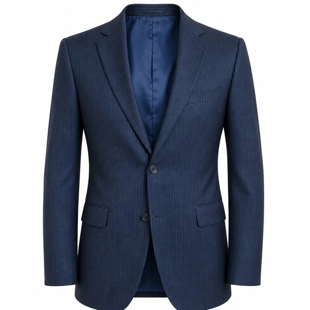 Hickey Freeman Blazer 42R Blue Pinstripe Wool Sport Coat Suit Jacket USA Made